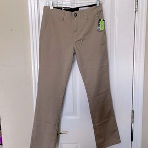 EUC Volcom Boys Frickin Chinos. Khaki colored, Youth Size 28. NEW.
